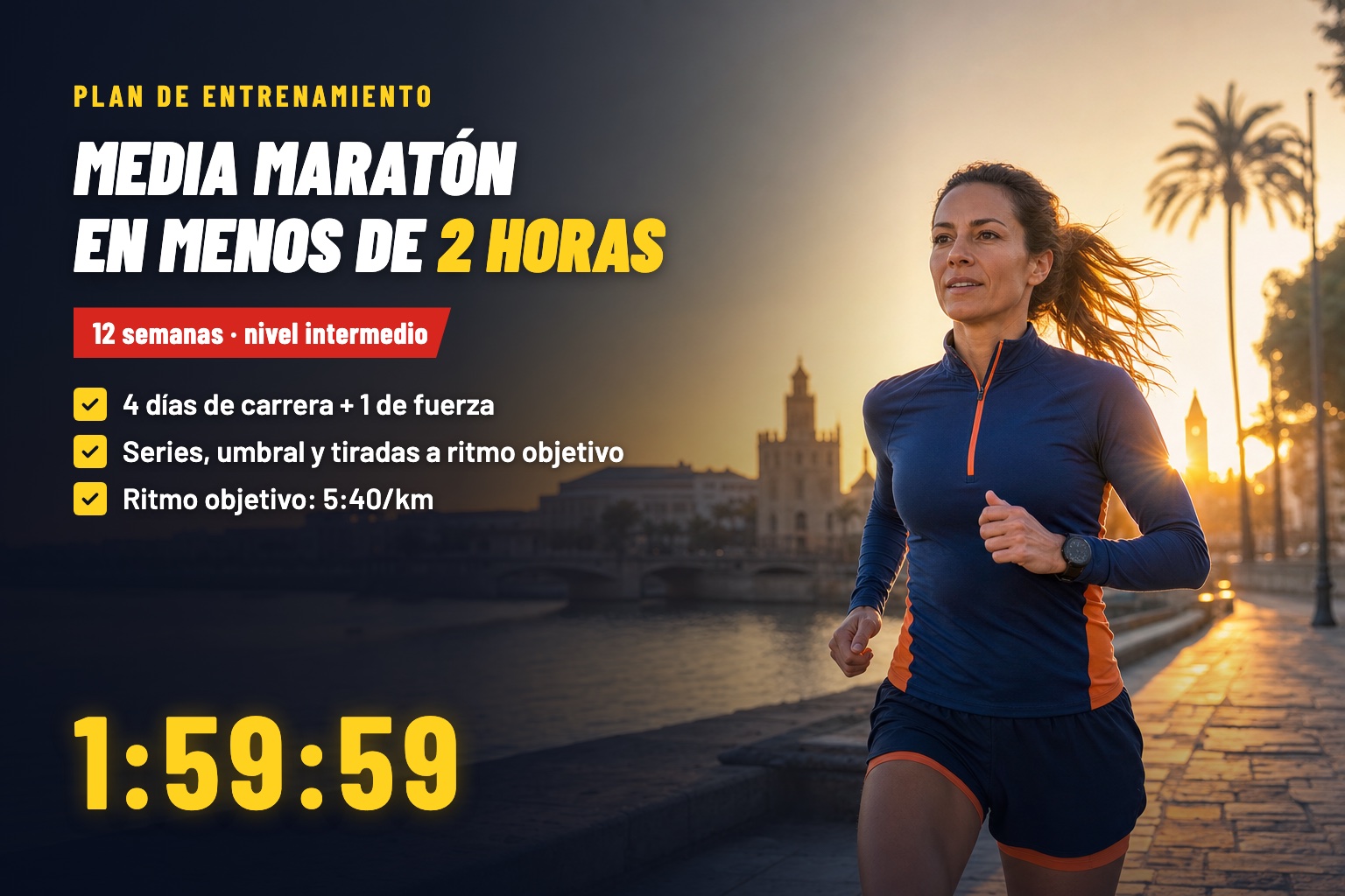 Plan de media maratón en 12 semanas — bajar de 2 horas