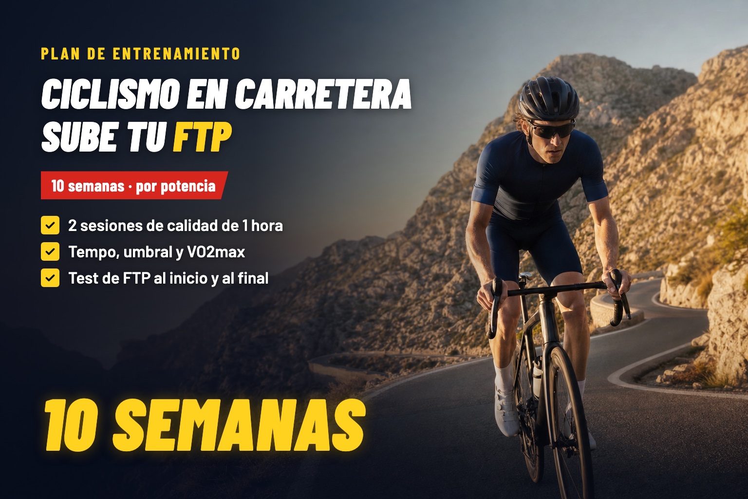 Plan de ciclismo en carretera — 10 semanas para subir tu FTP